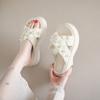 Women's heightening new one-word sandals thick-bottomed outer wear skirt French elegant outer wear pearl slippers 2025 summer