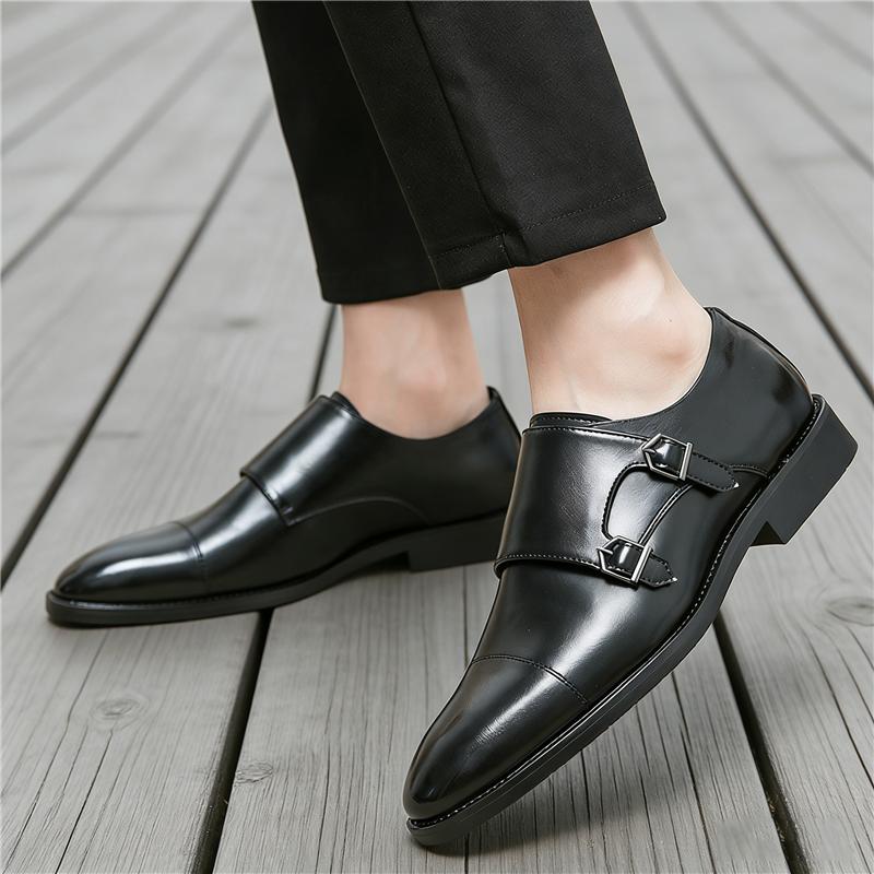 Britain Gentleman Black Brown Pointed Business Shoes Men Designer Monk Strap Loafers Formal Wedding Dress Homecoming Footwear