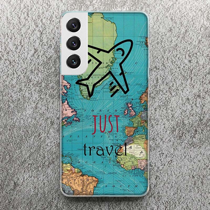 World Map Travel Plans Print Soft Case for Samsung Galaxy S25 S24 S23 S22 Ultra S21 Plus S20 FE Phone Shell S10 + Pattern Cover