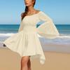 Abito casual da donna alla moda, monospalla, a maniche lunghe, colorato
