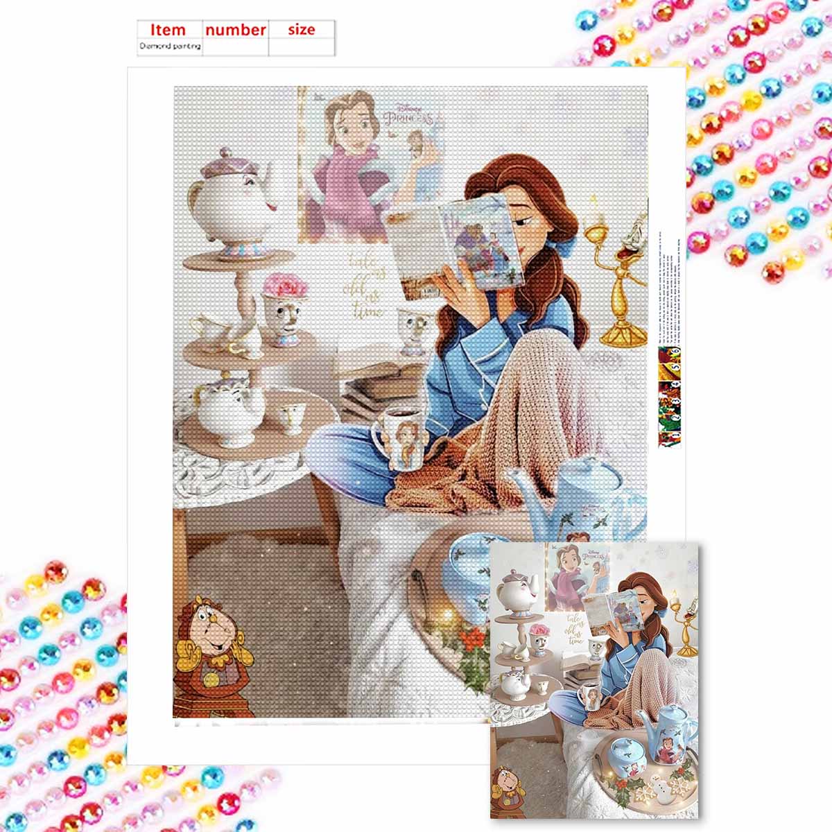 

5D Алмазная Живопись Сделай Сам Принцесса Читающая Книги Полная Выкладка Стразами Мозаичная Вышивка Изделия Ручной Работы Домашний Декор Подарок Round 20x30cm