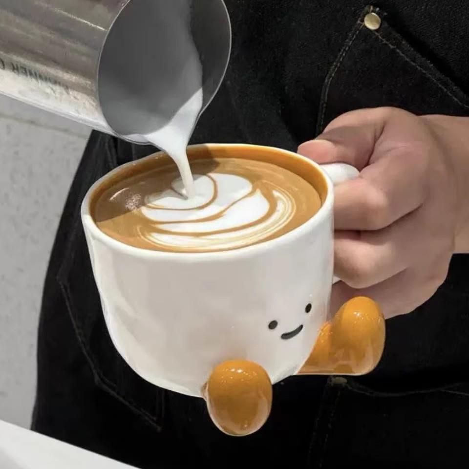 Foot Ceramic Cup Underglaze Color Super Cute Niche Coffee Cup Cartoon Water Cup Gift