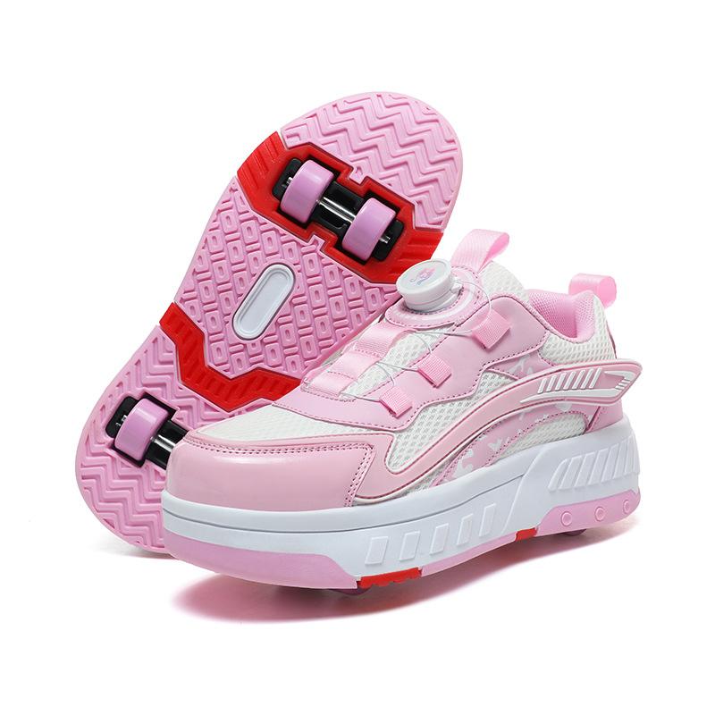 Overseas runaway shoes, children's wheel shoes LED ultra-light luminous charging boys and girls light shoes sports flying woven shoes