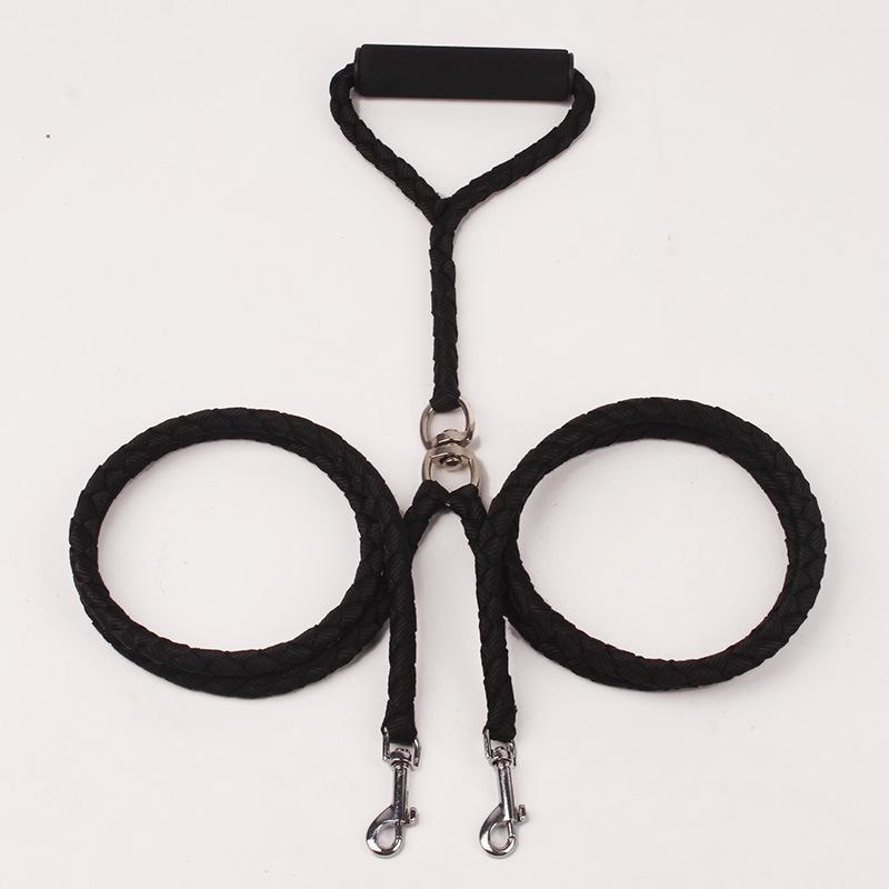 

In-Stock Dual Dog Leash: Hand-Woven, Wear-Resistant, Outdoor Double Braid Rope 1.4 meters