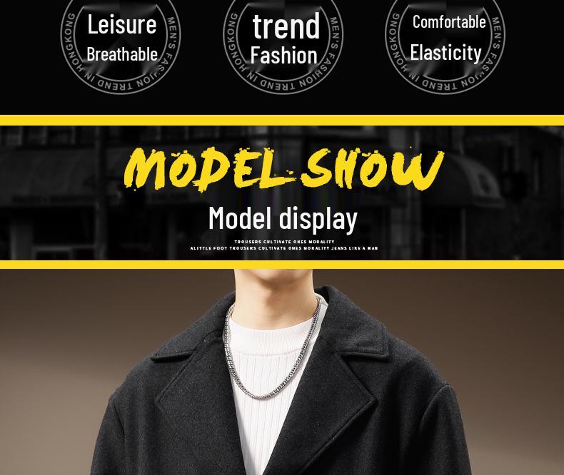 Men's Mid-Length High-Grade Double-Faced Wool Business Coat - Thick, Warm, and Fashionable for Winter