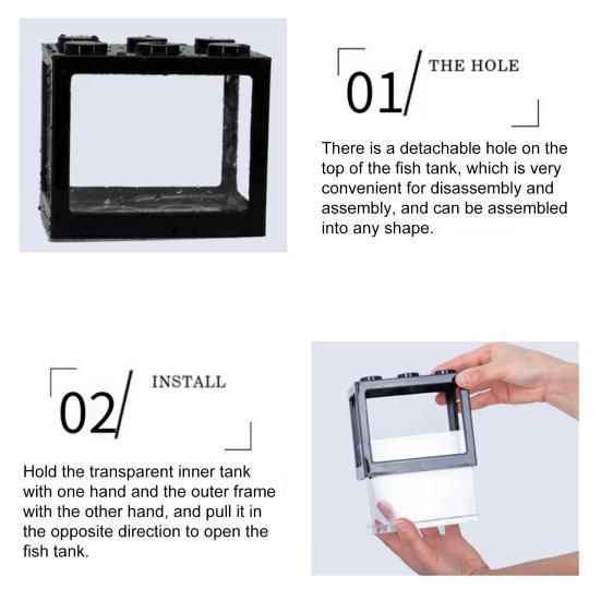 Mały Akwarium Kreatywna Superpozycja Szerokie Zastosowanie Plastikowe Klocki Akwarium