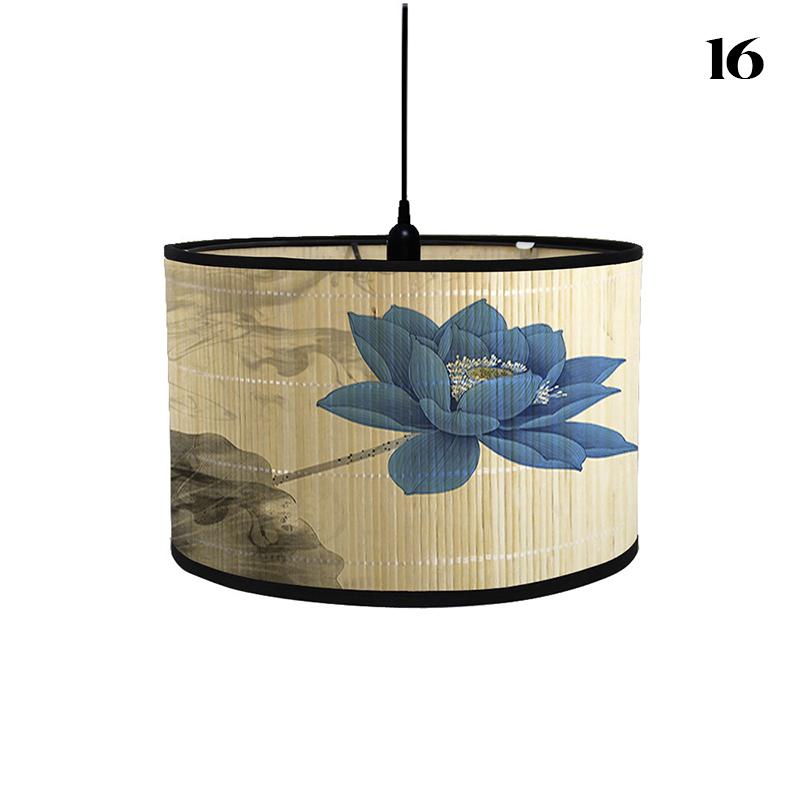 Chinese Retro Style Handmade Bamboo Lamp Shade  Flower Print Lampshade Home Decor Chandelier E27 Lampshade Crafts