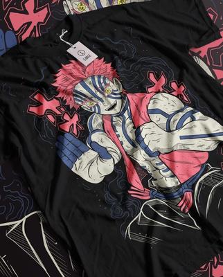 Akaza Kimetsu no Yaiba T-Shirt Demon Slayer Tanjiro Unisex Maglietta Nera Tutte le Taglie