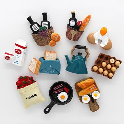 Heimdekoration magnetische Kühlschrankpaste Haftnotizen Brotmaschine Tomate Ei Pfanne Teekanne Milchmodell Kühlschrankmagnet Sammlung