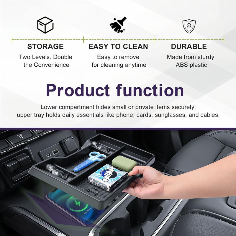 Middle Center Console Organizer Tray For - Chevy Silverado/GMC Sierra 1500 Full Console w/Bucket Seats Only Hidden Cover