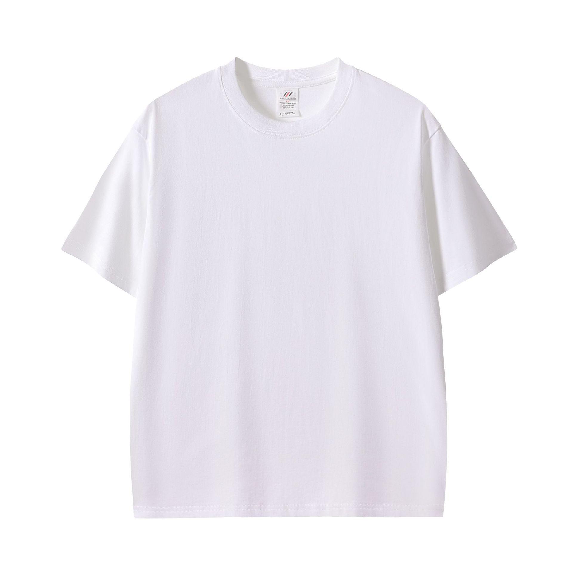 

280g Pure Cotton Summer Base Layer T-shirt: Loose, Round Neck, Solid Color, Korean Trendy Style M белый