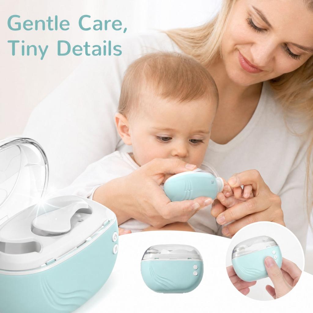 Nail for Baby, Nail Grinder with Nail Clipping Catcher and -Pinch Design, Portable Manicure Pedicure File for Infants, Toddlers and Adults