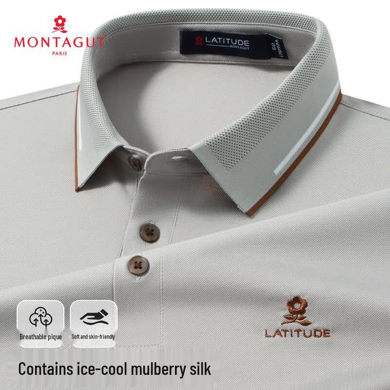MONTAGUT Men s Silk Blend Breathable Polo Shirt 52
