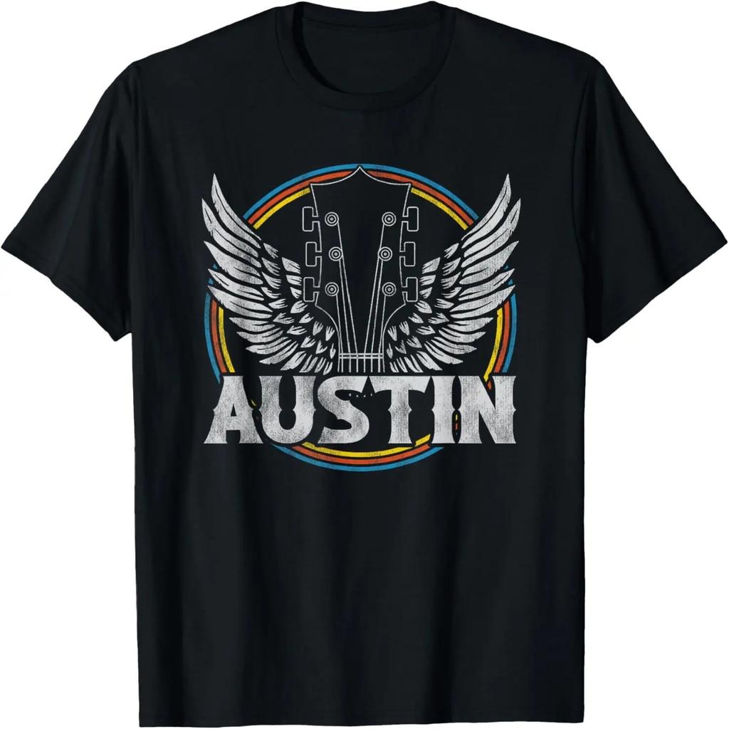 T-shirt Vintage Austin Texas Guitar Concerto Musica Country Retro