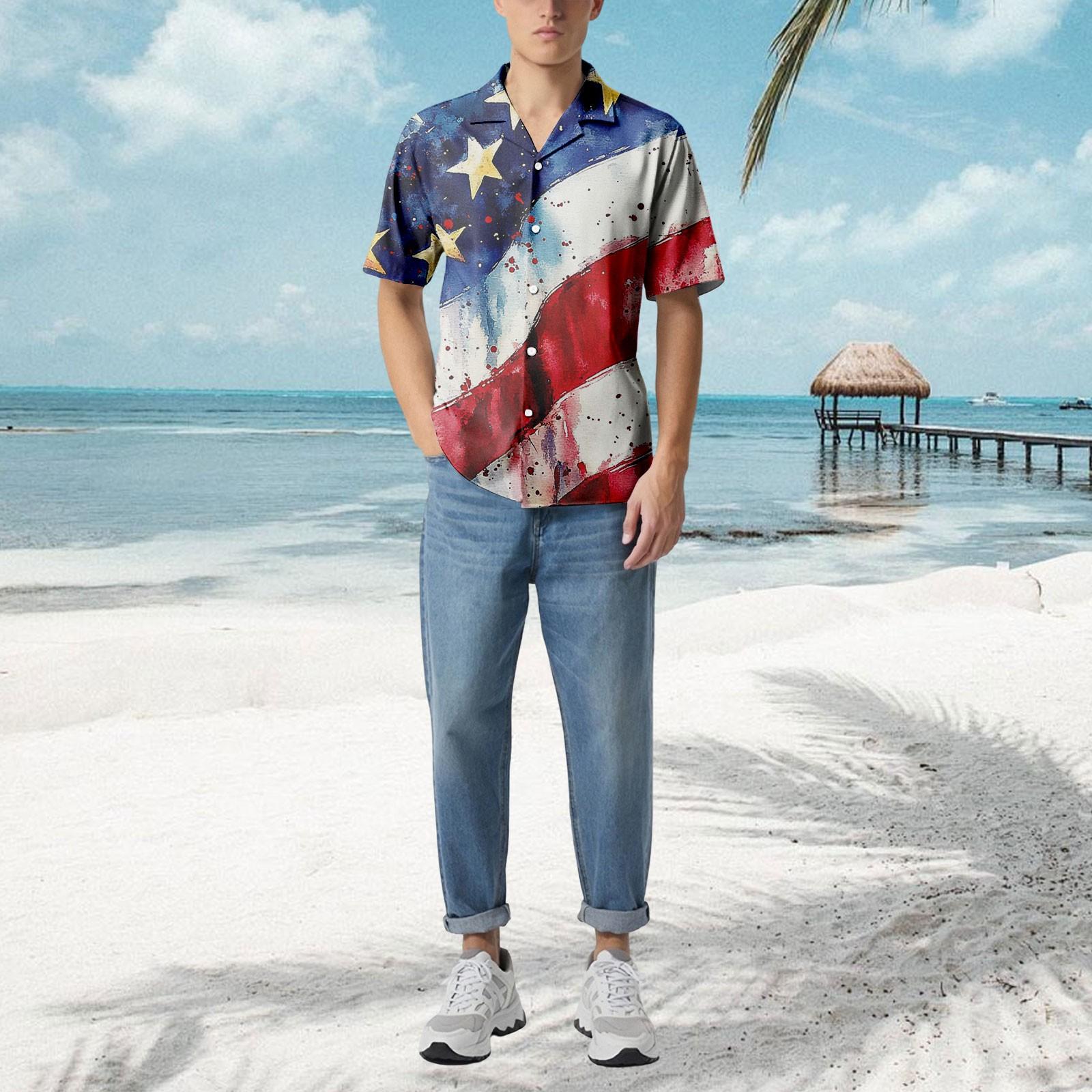 

Мужская повседневная свободная рубашка с короткими рукавами, модная рубашка с принтом, топ XL белый