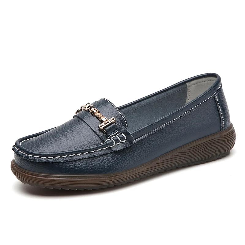 Slip-on Loafers Female Boat Shoes  New Spring /autumn Women Flats Genuine Leather Moccasins Woman Casual Shoes Big Size