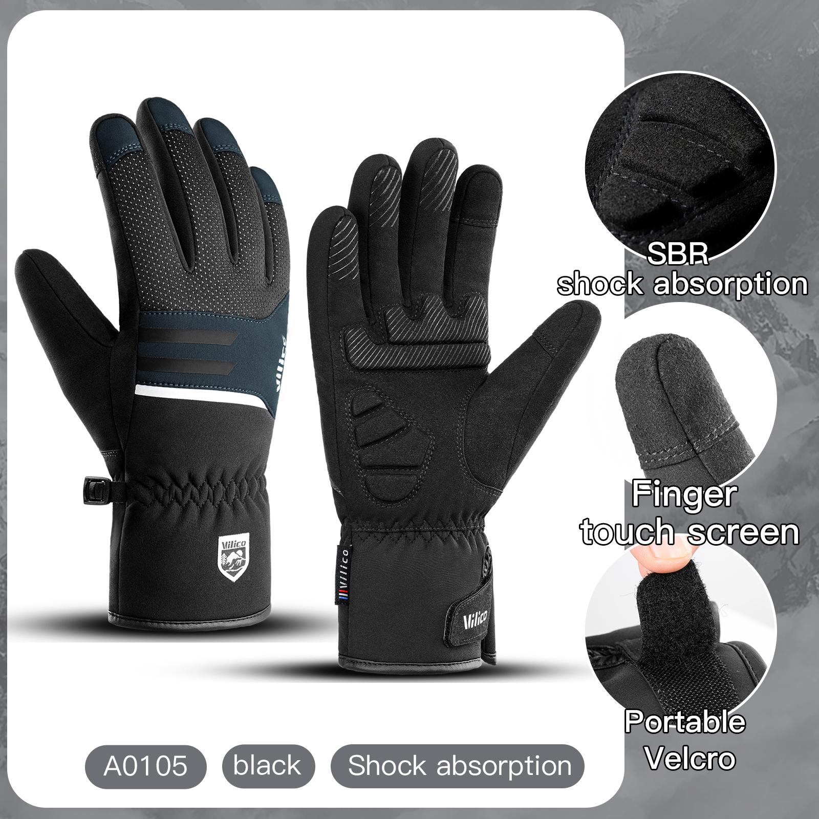 

Autumn Winter Outdoor Sports Cycling Durable Velvet Warm Touch Screen Waterproof Windproof Anti-slip Cold Waterproof Ski Gloves M