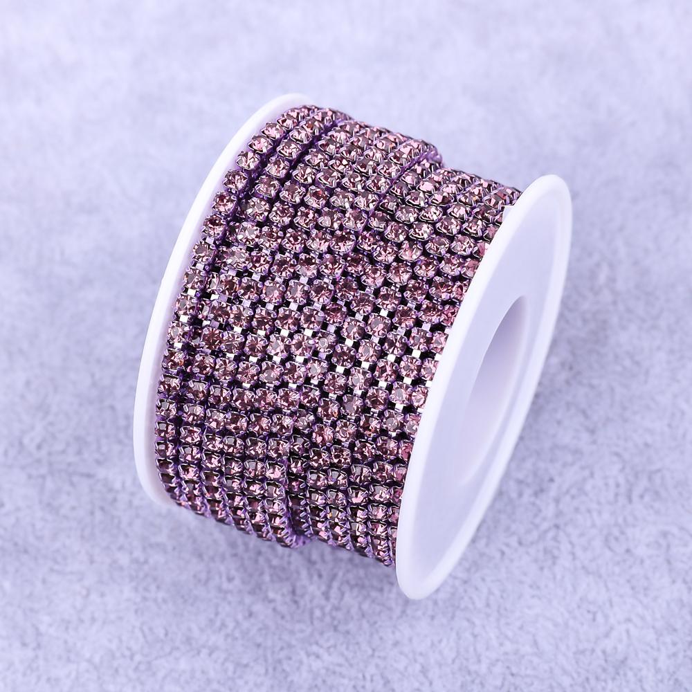 Crystal 10 Yard Rhinestones Trim Stone Cup Chain Gold Diamond Strass Decorative Applique Crystal Trimmings For Dresses