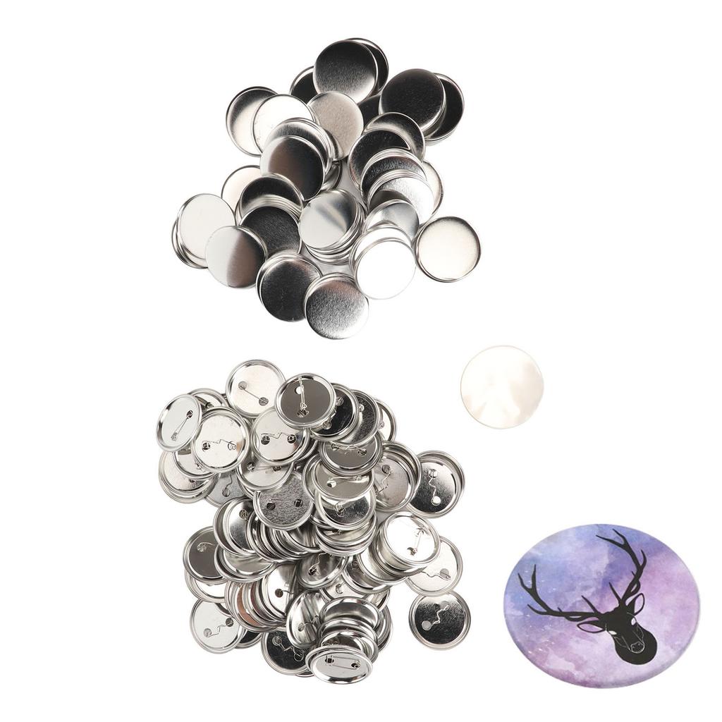 100 Set Pin Back Button Parts Blank Smoothing Metal Durable Clip Button Making Supplies for Badge Craft DIY 56MM