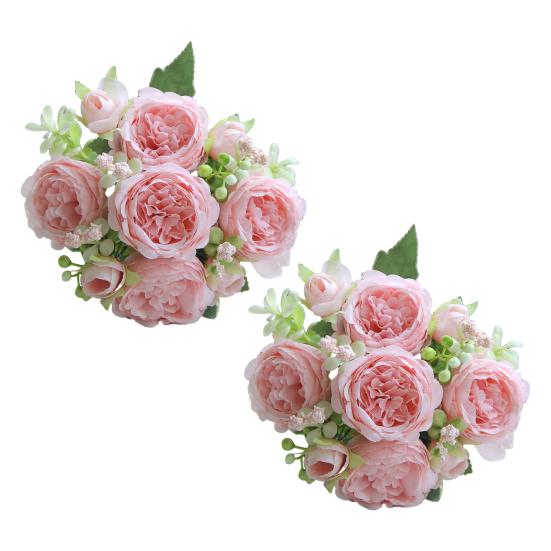 

Yousheng 2 шт. Искусственный пион с зелеными листьями 5 веток Реалистичный искусственный шелковый цветок Дом Офис Вечеринка В помещении На улице Искусственный цветок Распускающийся Декор