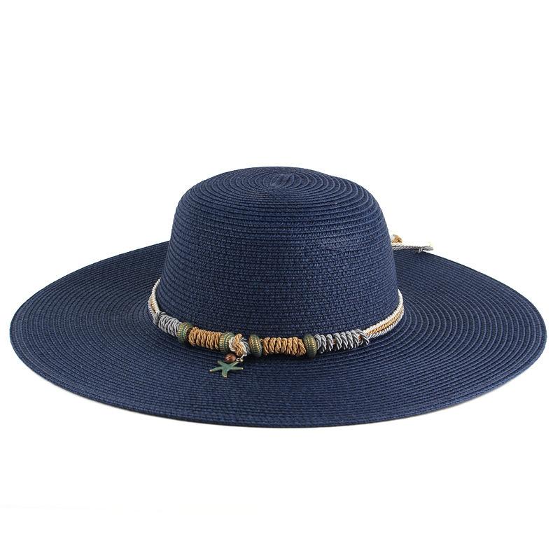 Summer Ladies Outdoor Travel Visor Beach Large Brim Sun Hat Dome Straw Hat