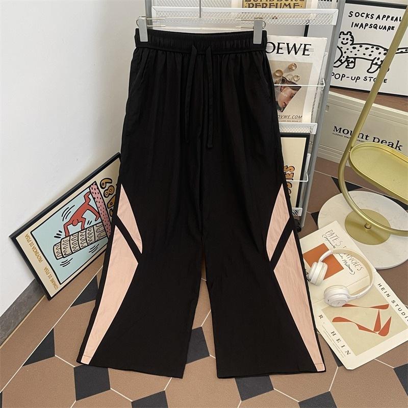 American striped quick-drying paratrooper pants men's and women's summer thin contrasting color splicing wide-leg loose breathable casual floor pants