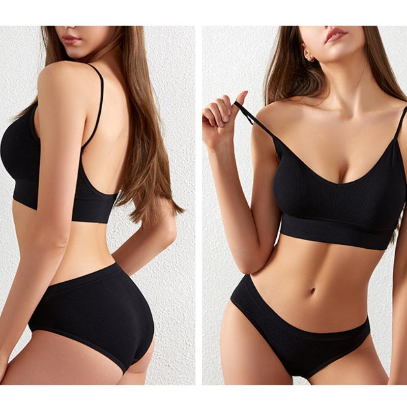 Set de lenjerie de corp pentru femeie, inel fără oțel, sâni mici sexy, adunați confortabil, frumusețe, tricou din spate, franceză, mărime mare, cu set de sutien căptușit pentru fete