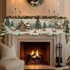 Santa Claus Mantel Topper Snow Landscape Xmas Mantel Decor Fireplace Shelf Cover  Winter Holiday