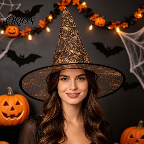 Lightweight Breathable Cap Cone-shaped Transparent Organza Witch Hat, Halloween Costume Accessory Holiday Theme Party Decor for Wizard Decorations And