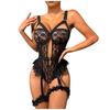 New Fun Underwear Sexy Black Lace Lace Pattern Mesh Women's Bodysuit Charm Underwear Set
