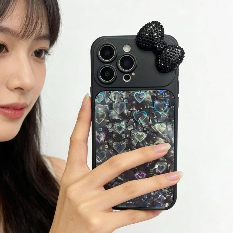 Light luxury point diamond bow, suitable for iPhone16promax mobile phone case, Apple 15 advanced sense anti-drop protective case.