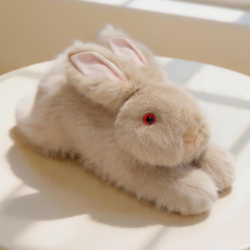 45cm Lying Long Fur Angora Rabbit Plush Toy Stuffed Grey Brown White Appeasing Cartoon Animal Cute Plushie Companion Gift