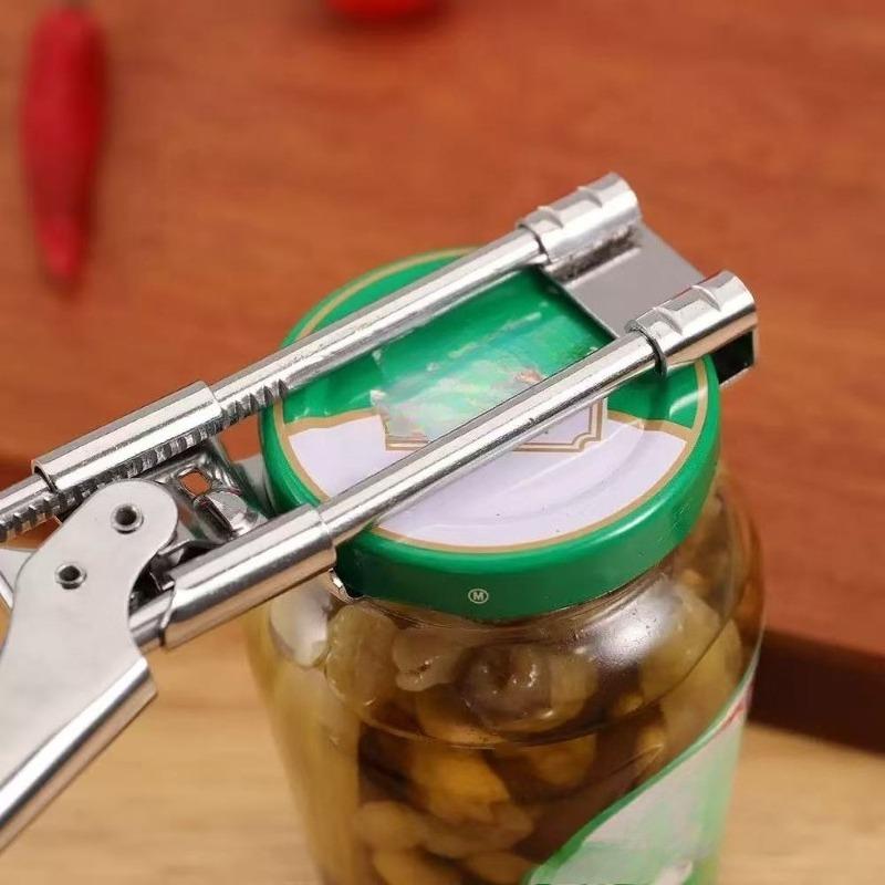 Adjustable Stainless Steel Bottle Opener & Can Opener Multifunctional Kitchen Lid-Opening Tool Ergonomic Handle Assisted Lid-Ope