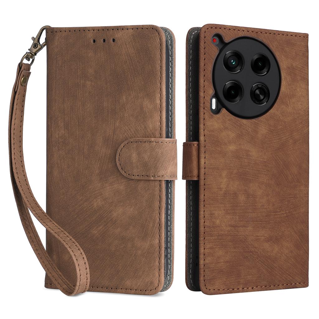 For TECNO Camon 30 5G CL7 Magnetic Case RFID Blocking Wallet Cover with Wrist Strap