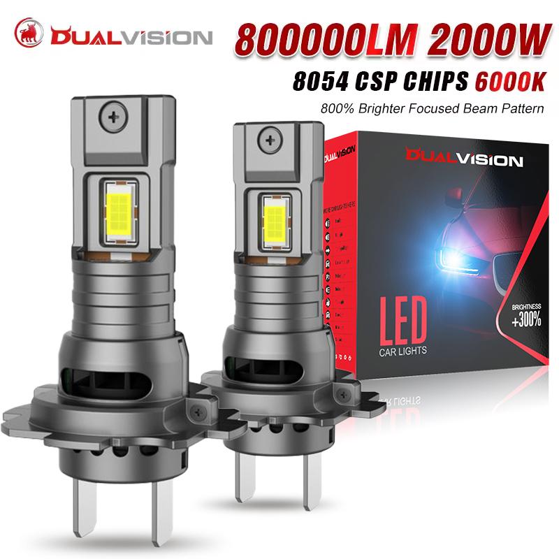 

2Pcs 2000W Turbo H7 LED CANBUS Lights 800000Lm Mini Head Lamp 1:1 Size Wireless Car LED Headlight Bulbs with Fan 6000K White 12V plug and play