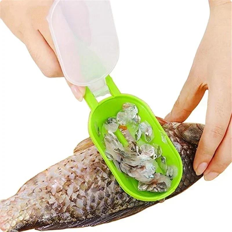 Kitchen Tools Fish Scale Scraper Fishing Scale Brush Graters Remove Fish Peeler Cleaning Brush Seafood Portable Accessories