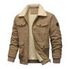 Jas Herfst en Winter Heren Fleece Verdikte Tooling Multi-zak Jas Revers Katoen-gevoerde Jas