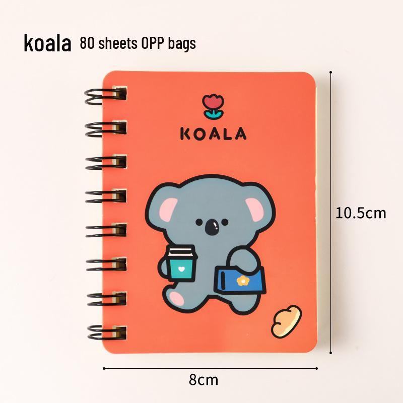 Cartoon Animals A7 Coil Notebook – Portable, Cute Side-Flip Diary for Students