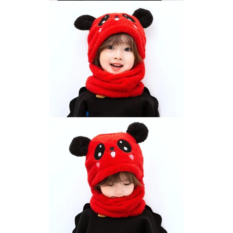 Cartoon-Mütze Mädchen Jungen Schal Verdickte Kappe Wintermütze Kinder Neugeborenes Baby Zubehör Kinderhut Fleece Kinderkappen