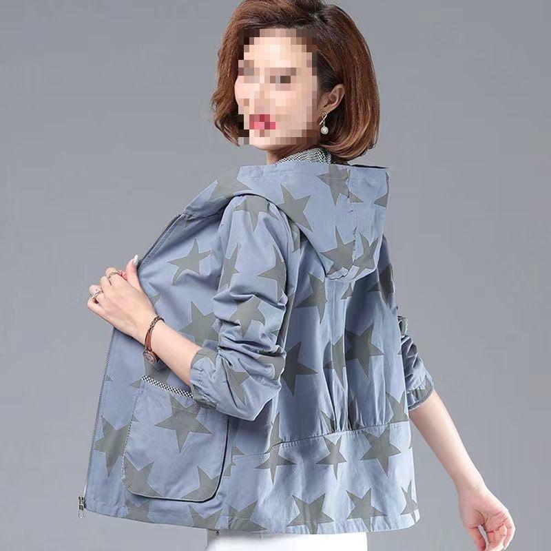 

Женский кардиган с капюшоном нового стиля на весну и осень, короткое пальто в корейском стиле, свободная повседневная куртка, модный универсальный топ L синий