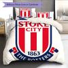 Set Copripiumino Trapuntato Stoke City F.C Federa Decorazione per la Casa Regalo di Compleanno (1 * copripiumino + 2 * federa, senza nucleo)