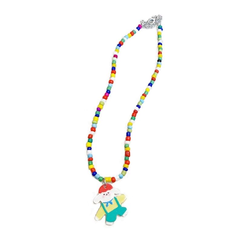 Bohemian Beaded Necklace Summer Rice Bead Bear Necklace Hawaii Beach Necklace Jewelry Suitable for Ladies and Girls 1