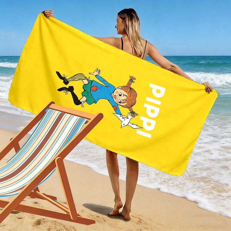 Pippi Adventure Print Beach Towel Large Soft Quick Dry Towel For Beach Camping Swimming