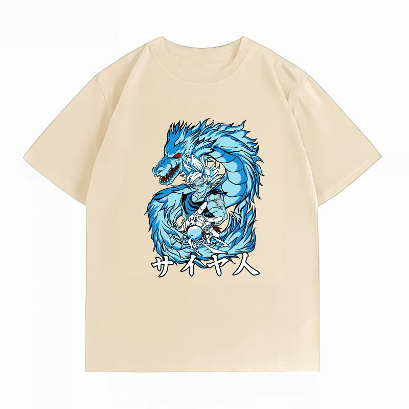 Dragon Ball Super Goku Ultra Instinct Ice Dragon Print Tshirt Casual Short Sleeve Cotton Anime Streetwear Unisexs Tshirt