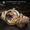 Forsining Orologio da uomo alla moda, per il tempo libero, con intagli lunari scavati e orologio meccanico scavato