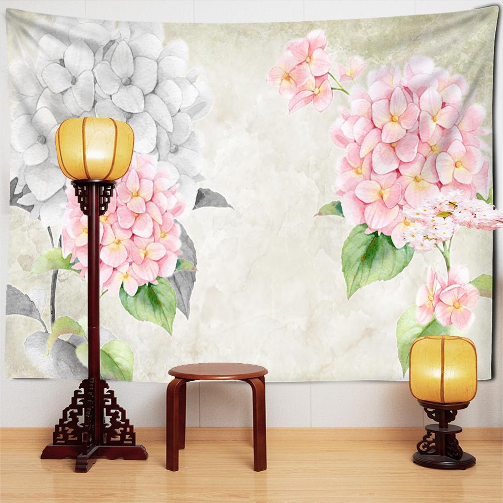 Hand Painted Lotus Tapestry Wall Hanging Bohemian Simple Fresh Hippie Tapiz Bedroom Background Room Decor