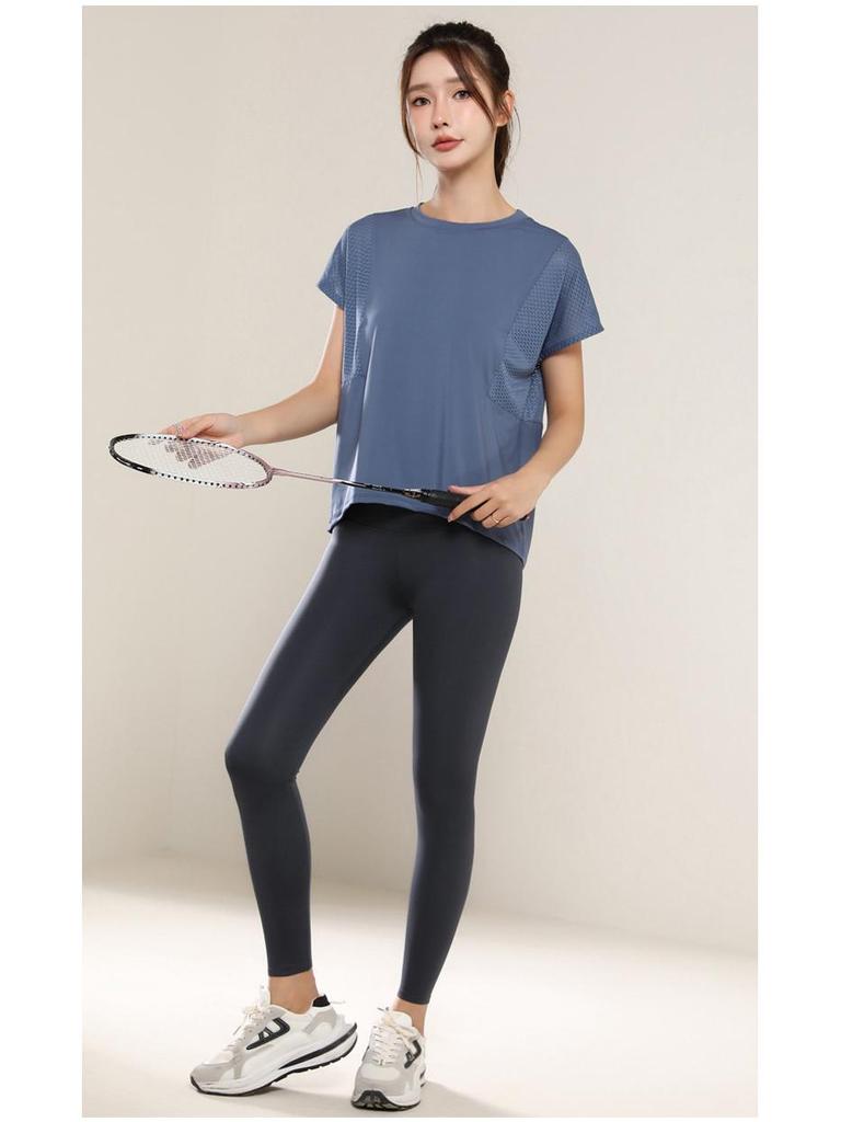 Women's Versatile Slimming Mesh Yoga T-Shirt: Loose, Casual, Short Sleeve Summer Fitness Top