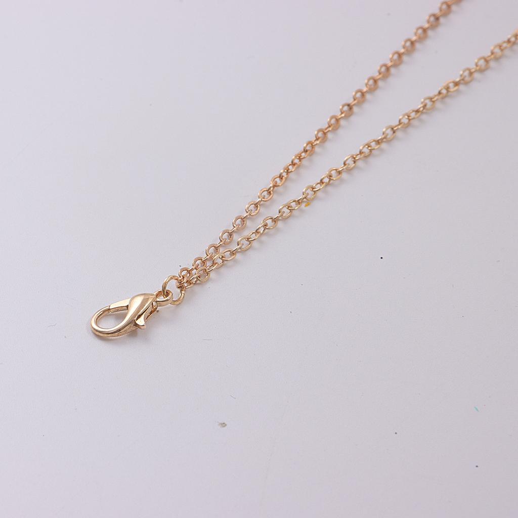 Trendy geometric 8-character disc pendant necklace female, simple double-layer fashion metal necklace