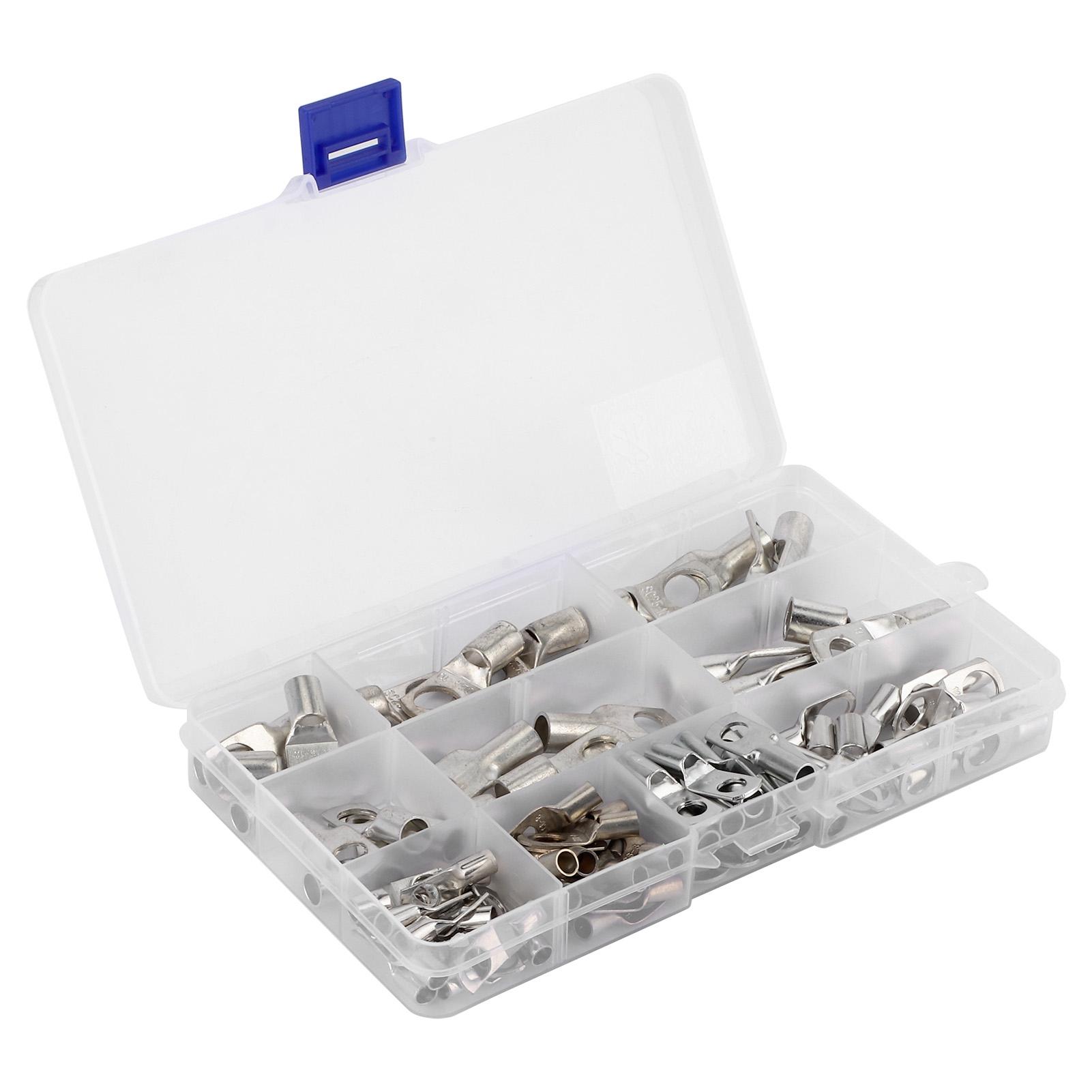 

90pcs SC Battery Wire Lugs Tinned Copper Crimp Rings Connectors Eyelets for Auto Car Marine