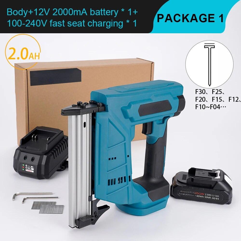 

F30 Аккумуляторный электрический гвоздезабивной пистолет для каркаса Портативный столярный мебельный степлер Бытовой деревообрабатывающий электроинструмент